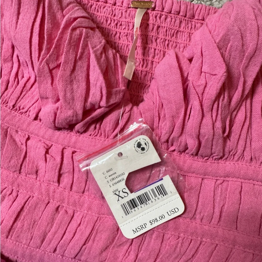 With tags Free People Chloe‎ Puff Sleeve Blouse M Pink